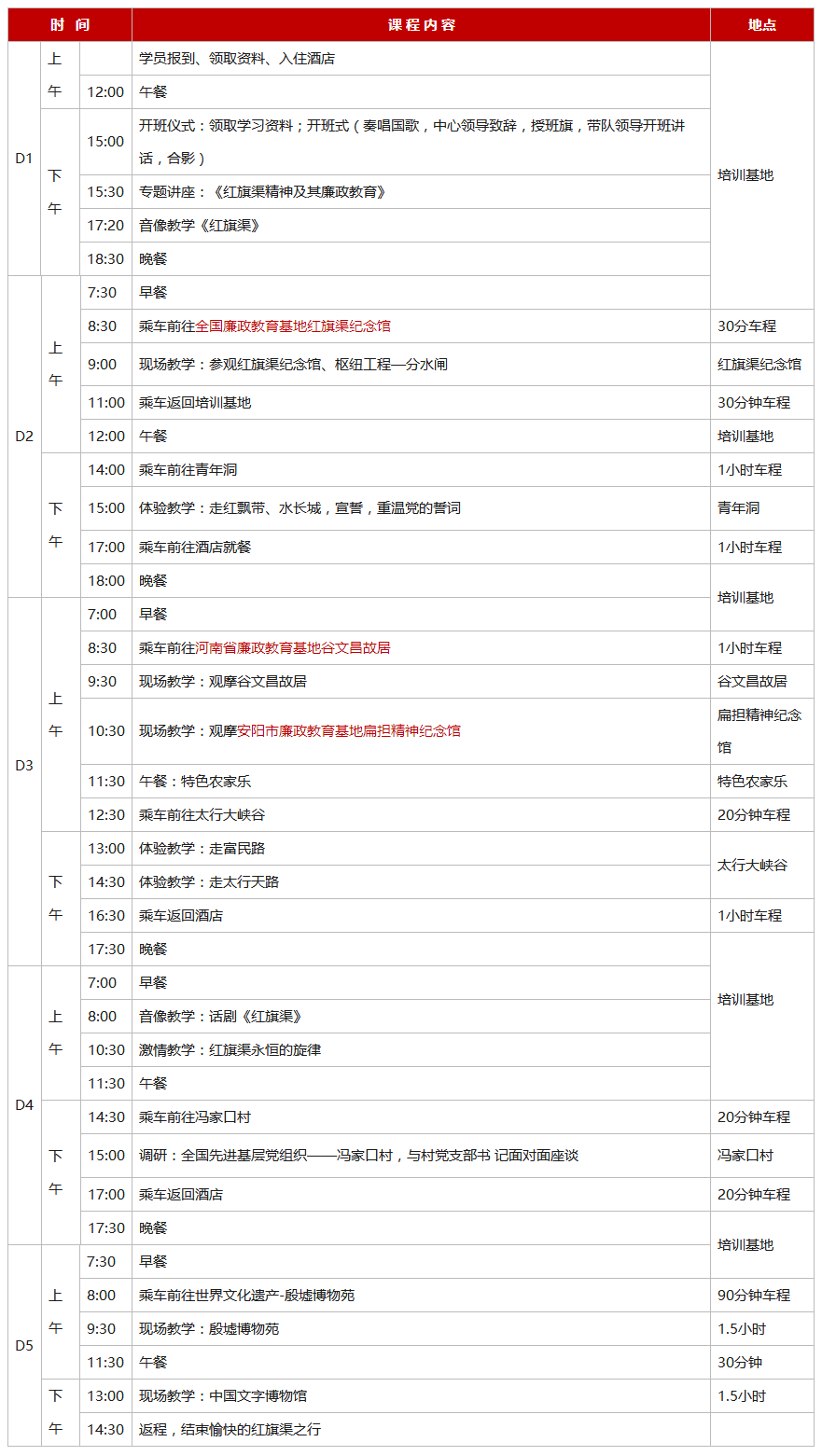 五日课程 - 培训课程 - 红旗渠奋斗精神培训中心